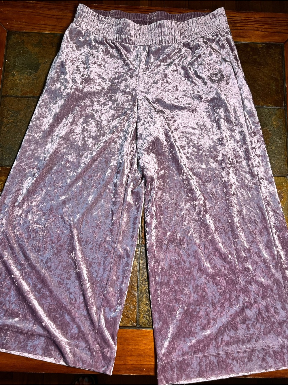 Crushed Velvet Cropped Wide Leg Pants-Size XL